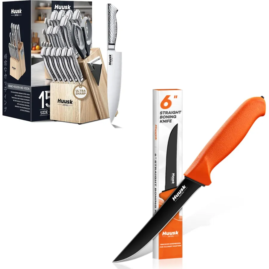Huusk Kitchen Knife Set Curved Boning Knife