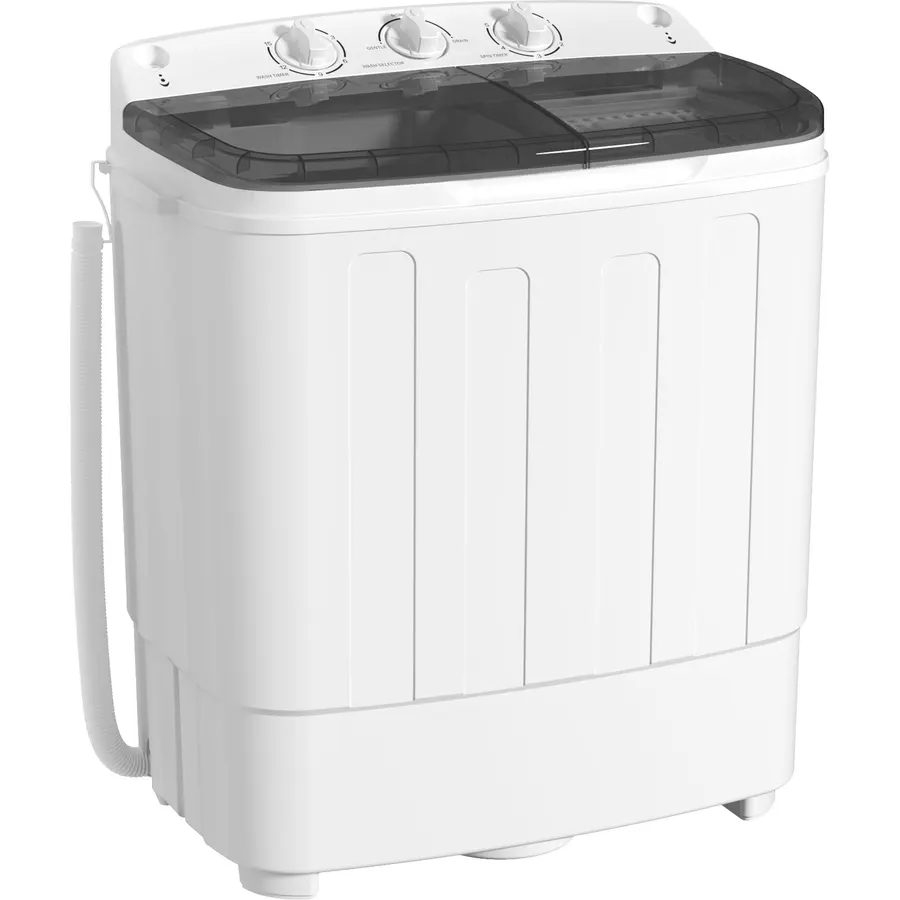 INTERGREAT Portable Washing Machine, 25.3lbs Twin Tub portable Washer with Spin Cycle and Dryer, Semi-automatic Washer Machine Combo for Dorms, Apartments, Grey