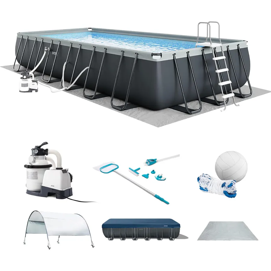 INTEX Ultra XTR 24ft x 12ft x 52in Above Ground Swimming Pool Set Bundle