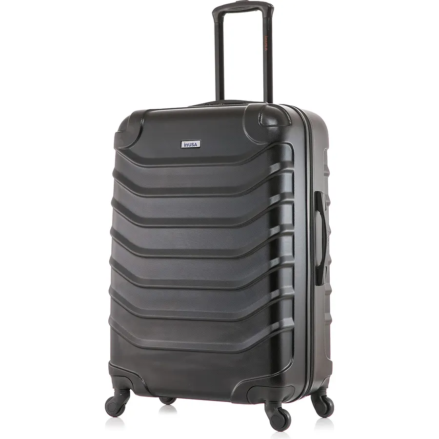 InUSA ENDURANCE Luggage with Spinner Wheels | Durable Lightweight Hardside Suitcase, Spacious Travel Bag with Handle and Trolley | 24-Inch Medium Checked Luggage | Black