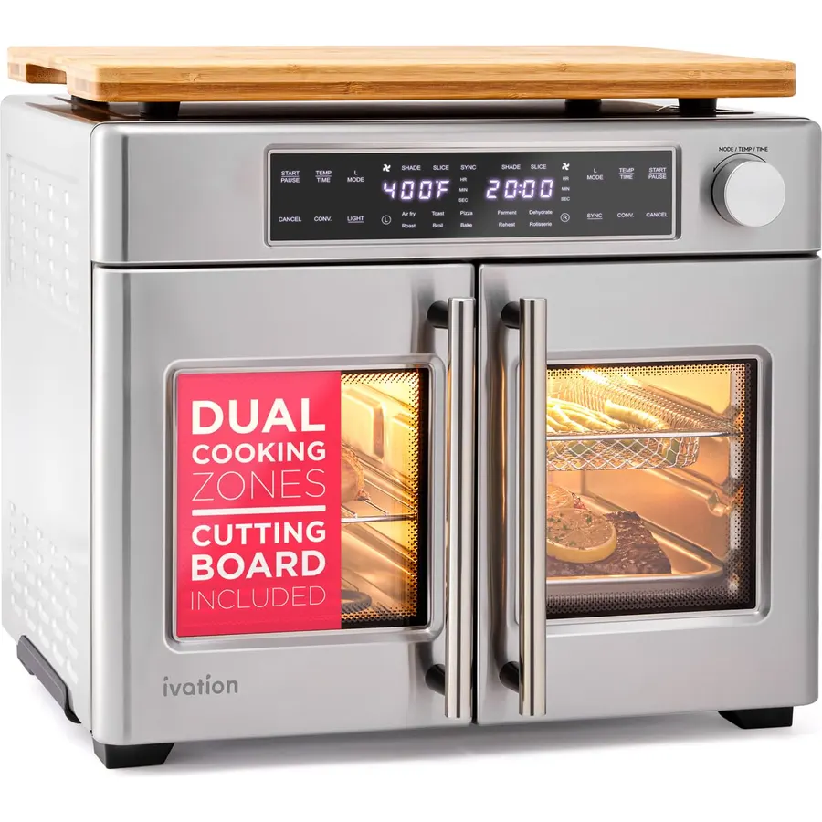 OSTBA French Door Air Fryer Toaster Oven Combo, 24QT 10-in-1 Oven