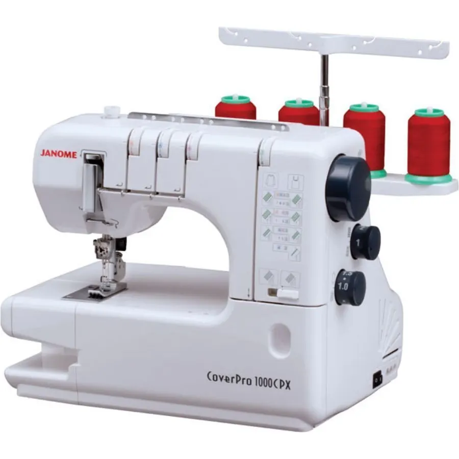 Janome CoverPro 1000CPX Coverstitch Machine - Free Arm Coverstitch Sewing Machine with Chain Stitch and Triple Cover Stitch Functionality, Extra Large Bed Space, Seam Tightening System