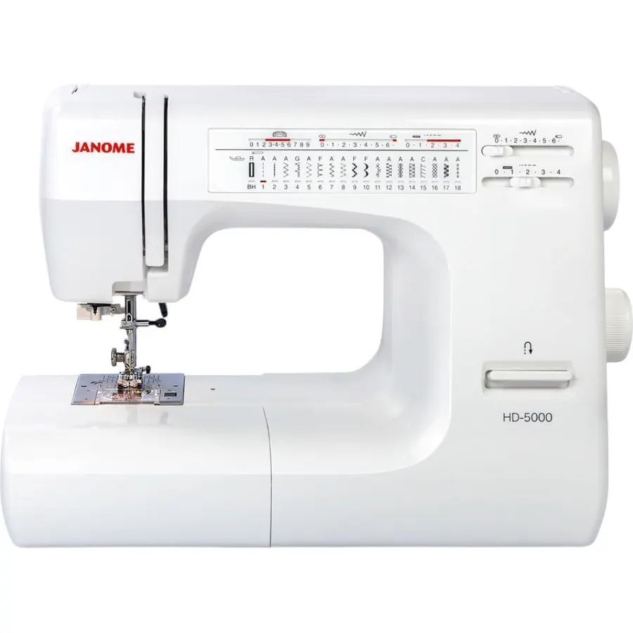 Janome HD5000 Heavy-Duty Sewing Machine for Beginners - Portable Mechanical Sewing Machines with Accessories and Cover, Leather Stitching Machine for Hemming, Clothes, Jeans, Quilting, Upholstery