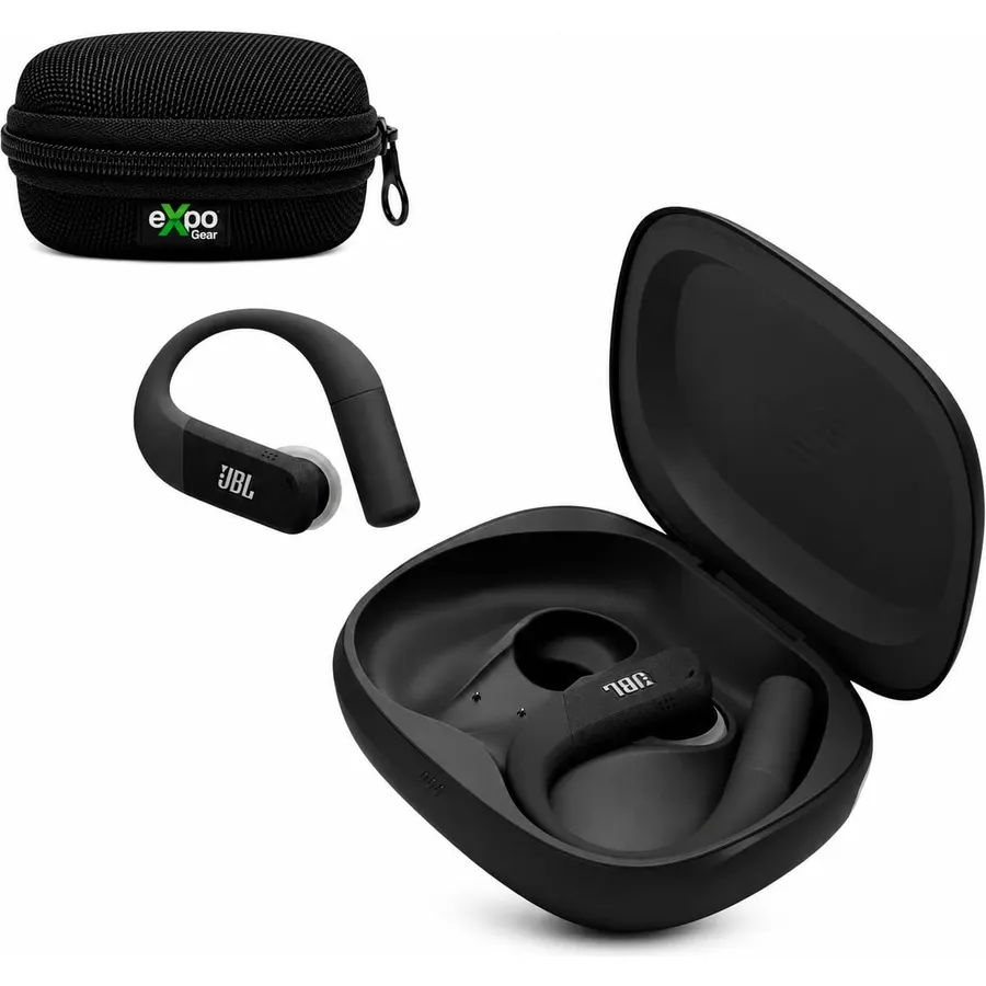 JBL Endurance Peak 4 True Wireless Sport Earbuds, Up to 48H Playback, IP68 Water/Dust Proof, TwistLock Design, 6 Mics for Clear Calls (Black/Grey) with Expo Gear Weather-Resistant Hard-Shell Case
