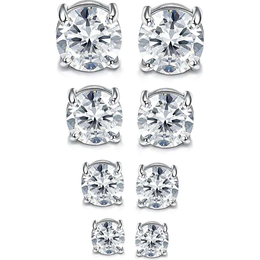 Jstyle 2 Pairs Magnetic Earrings for Men Women 5-8MM CZ Clip On Earrings