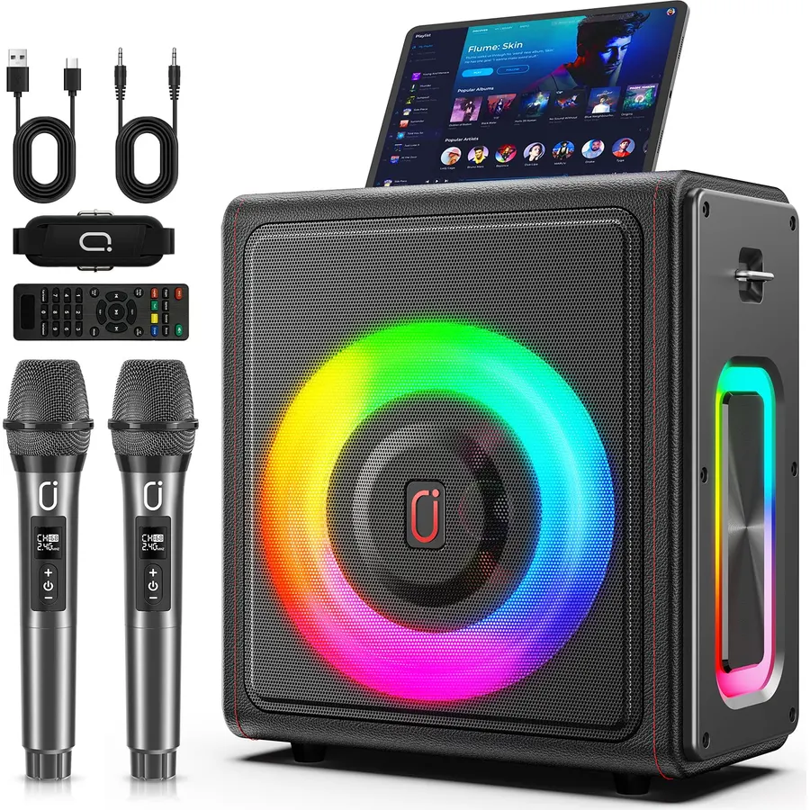 Karaoke Machine for Adults with 2 Wireless Microphones, 200W PA System