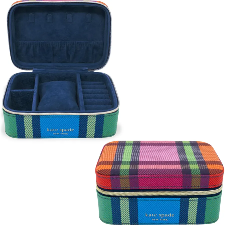 kate spade new york Travel Jewelry Case, Grand Plaid Duo