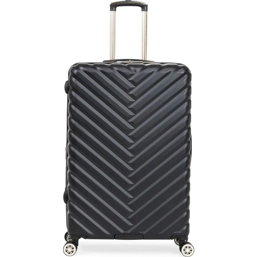 Kenneth Cole REACTION Madison Square Lightweight Hardside Chevron Expandable Spinner Luggage, Black, (28-Inch Checked)