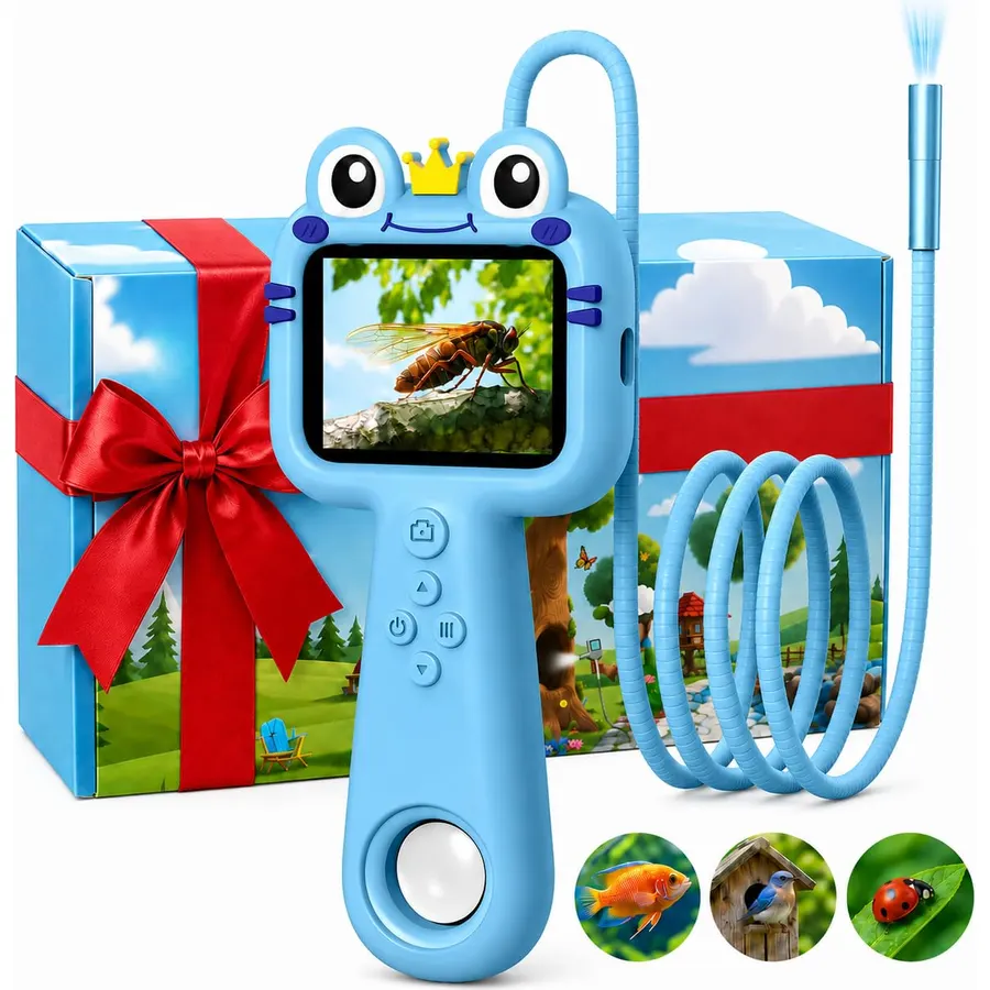 Ashfly Borescope Camera with Light for Kids, 2.4" IPS, Dinosaur Green