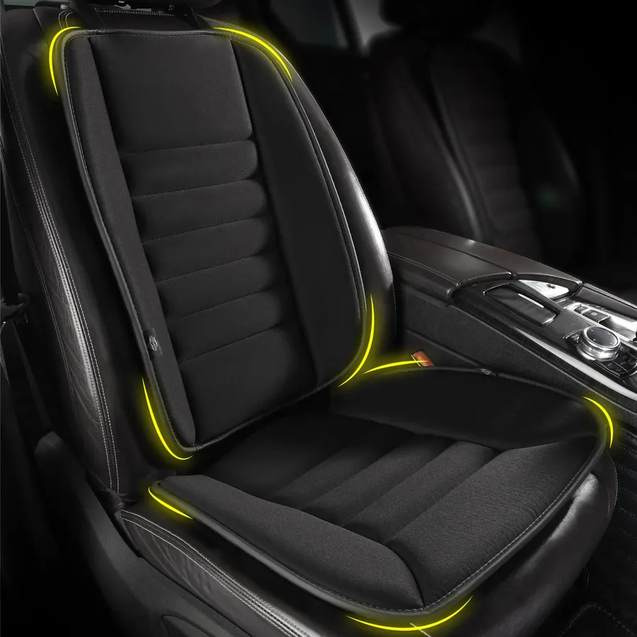 kingphenix Car Seat Cushion with Back Support Pillow, Memory Foam, Black