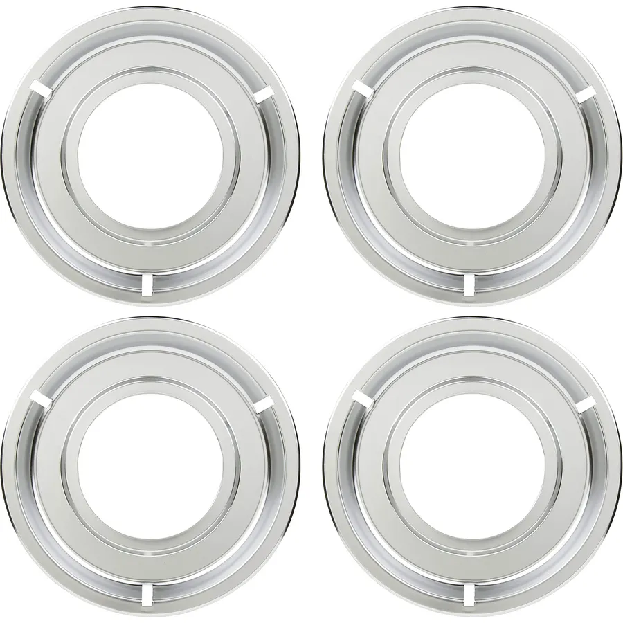 KITCHEN BASICS 101 Made in the USA 5303131115, 540T014P01 and RGP 300 Replacement Round Range Gas Stove Drip Pans for Frigidaire and Tappan, 4 Pack