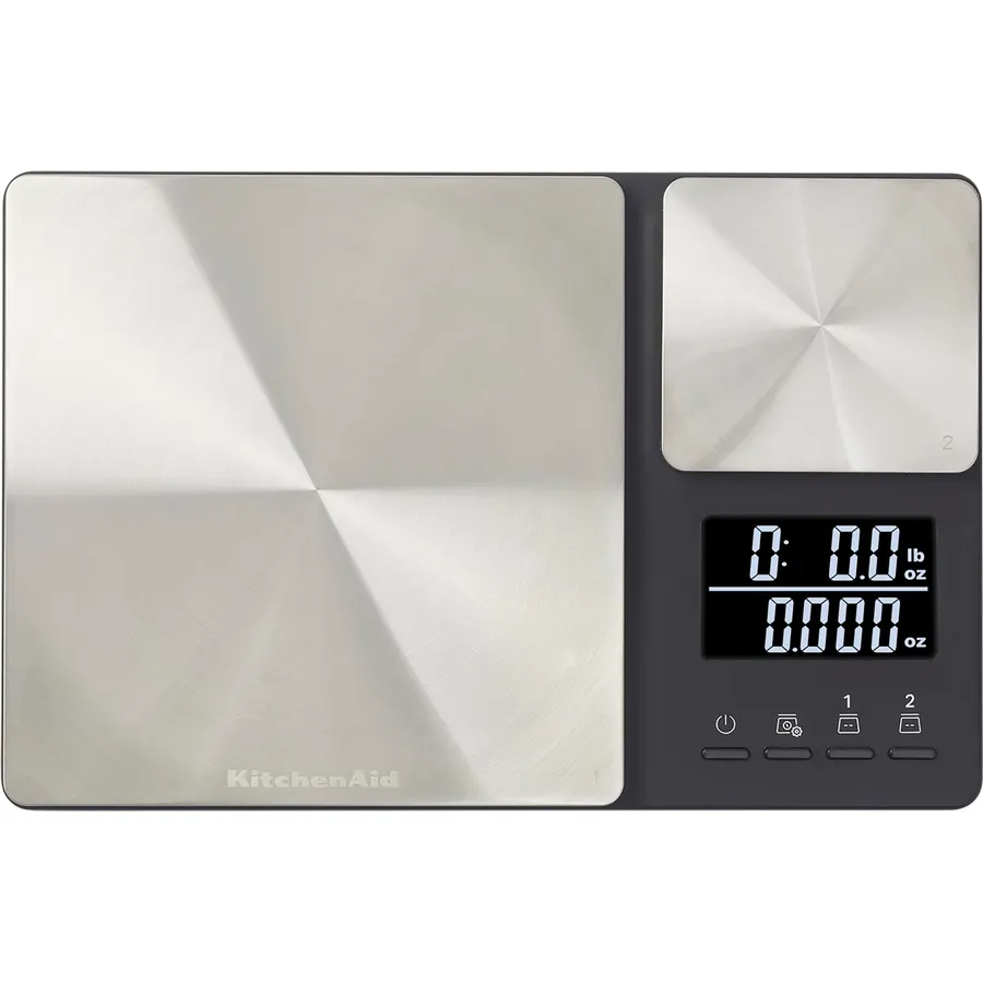 KitchenAid KQ909 Dual Platform Digital Kitchen and Food Scale, 11 pound capacity and Precision 16oz capacity, Black with Stainless Steel