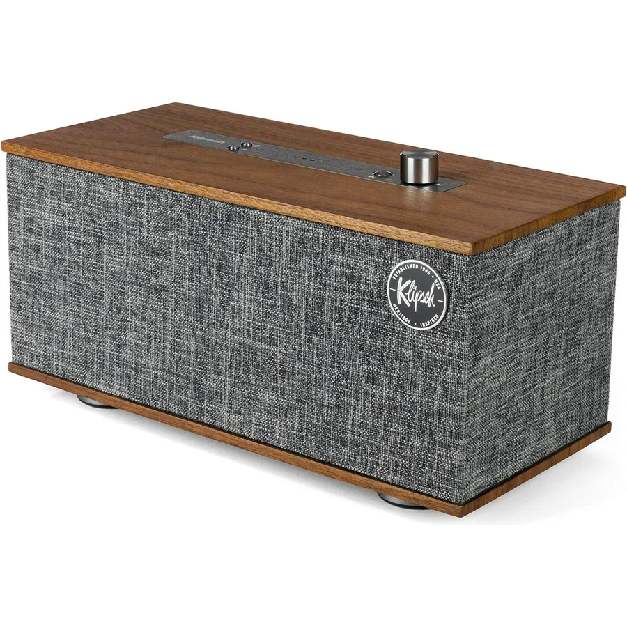 Klipsch The One Tabletop Wireless Stereo in Walnut | Bluetooth-Enabled, Multi-Room Ready, and fits Almost Anywhere
