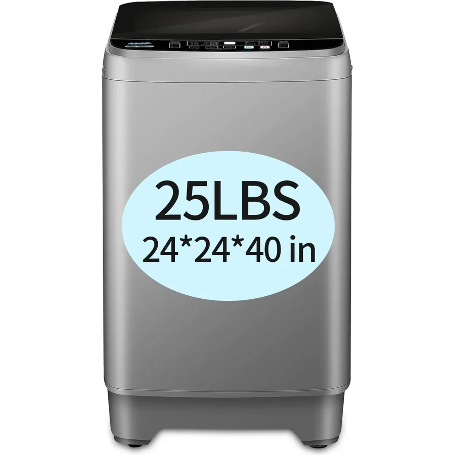 Full-Automatic Washing Machine 25 lbs Portable Washer Grey