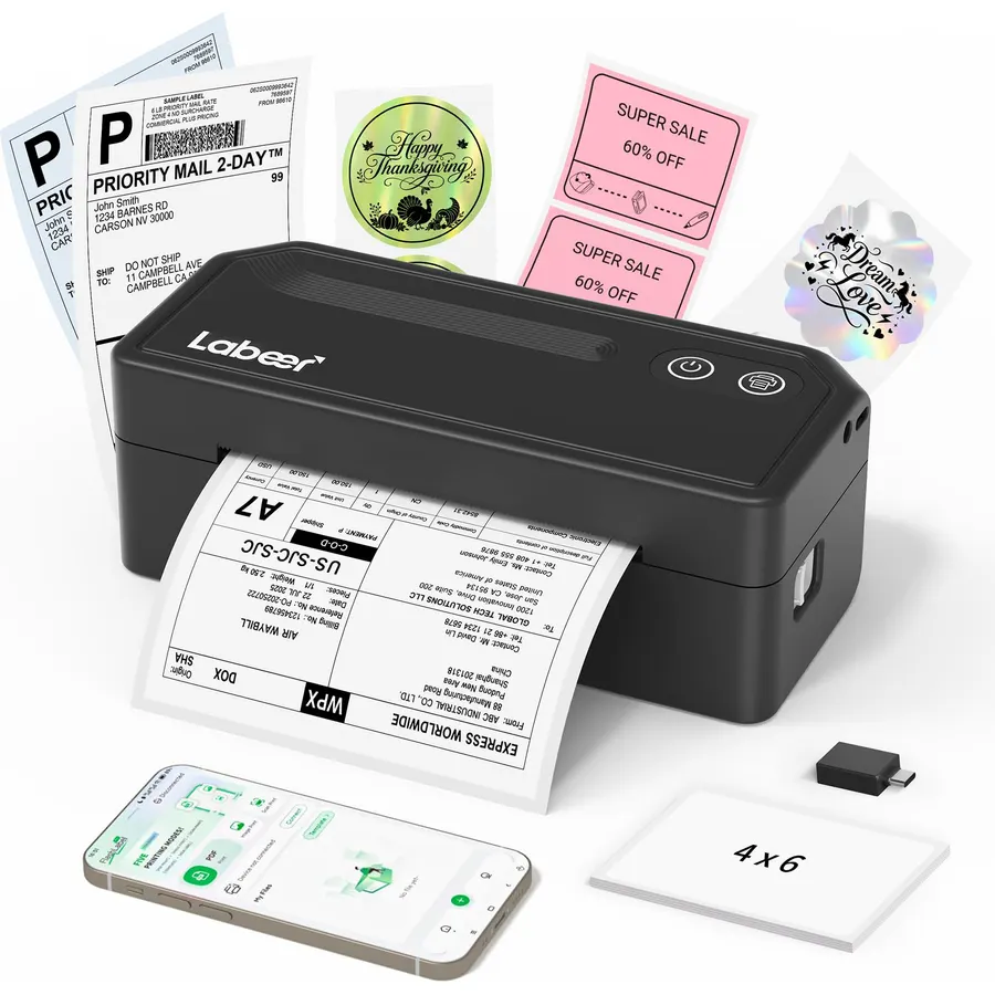 Labeer Bluetooth Thermal Shipping Label Printer, Wireless 4x6 Label Printer