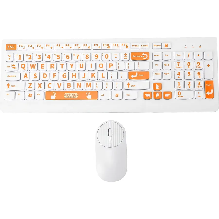 Large Print Wireless Keyboard and Mouse Combo, 2.4G USB