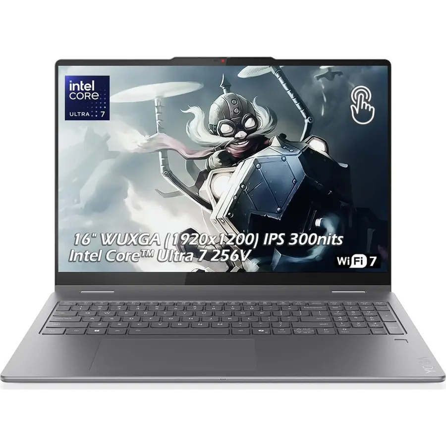 Lenovo Yoga 7i 2-in-1 Laptop, 16" WUXGA IPS 300nits Touch Display, Intel Core Ultra 7 256V (Up to 4.8GHz), 16GB LPDDR5X 512GB SSD, Wi-Fi7, Backlit KB, FP Reader, TB 4, Webcam, Win11, USB Hub, W/GaLiMu