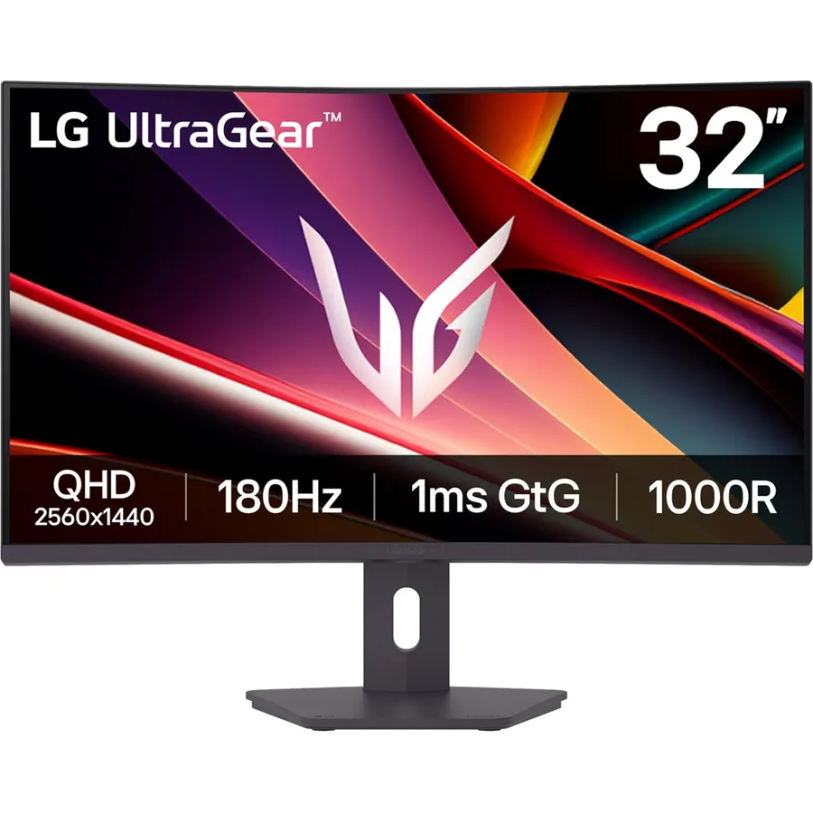 LG 32G600A-B 32-inch Ultragear QHD (2560 x 1440) Curved Gaming Monitor, 180Hz, 1ms, AMD FreeSync, HDMI, DisplayPort, Tilt/Height/Swivel Adjustable Stand, Black