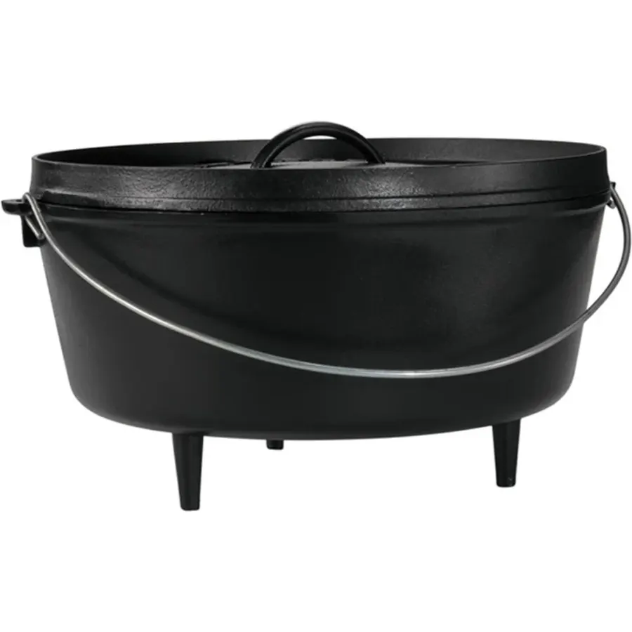 Lodge Pre-Seasoned Cast Iron Deep Camp Dutch Oven with Lid, 10 Quart