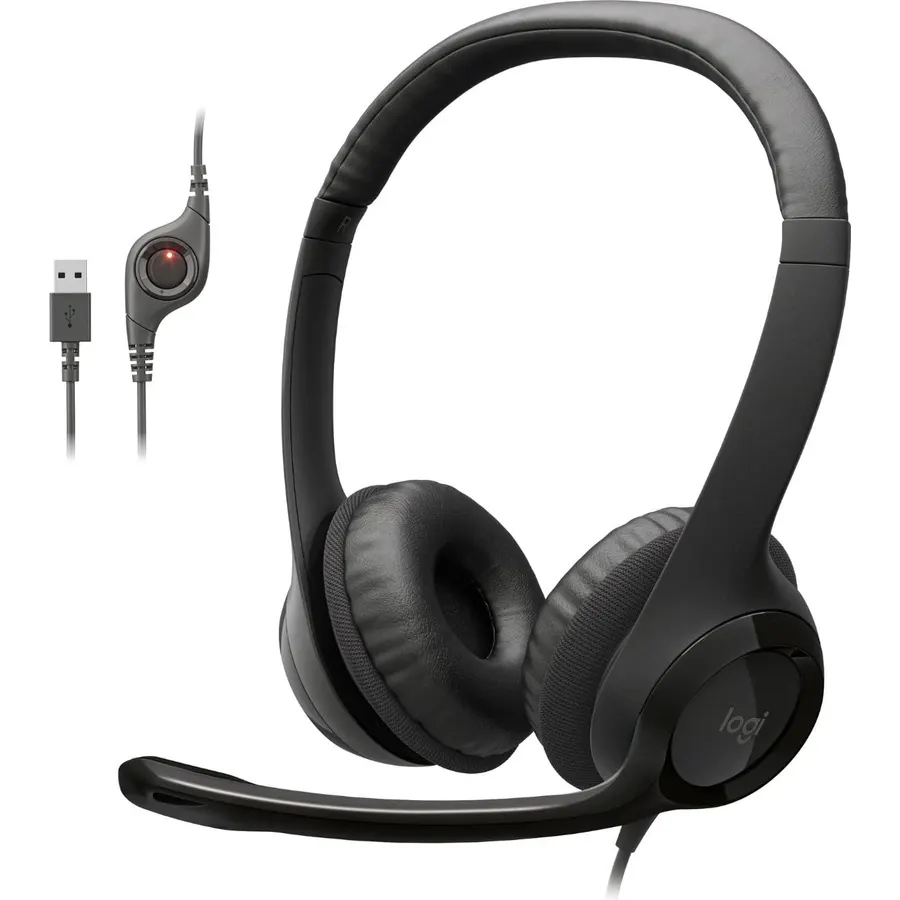 Logitech H390 Wired Headset PC/Laptop Stereo Headphones, USB-A, Black