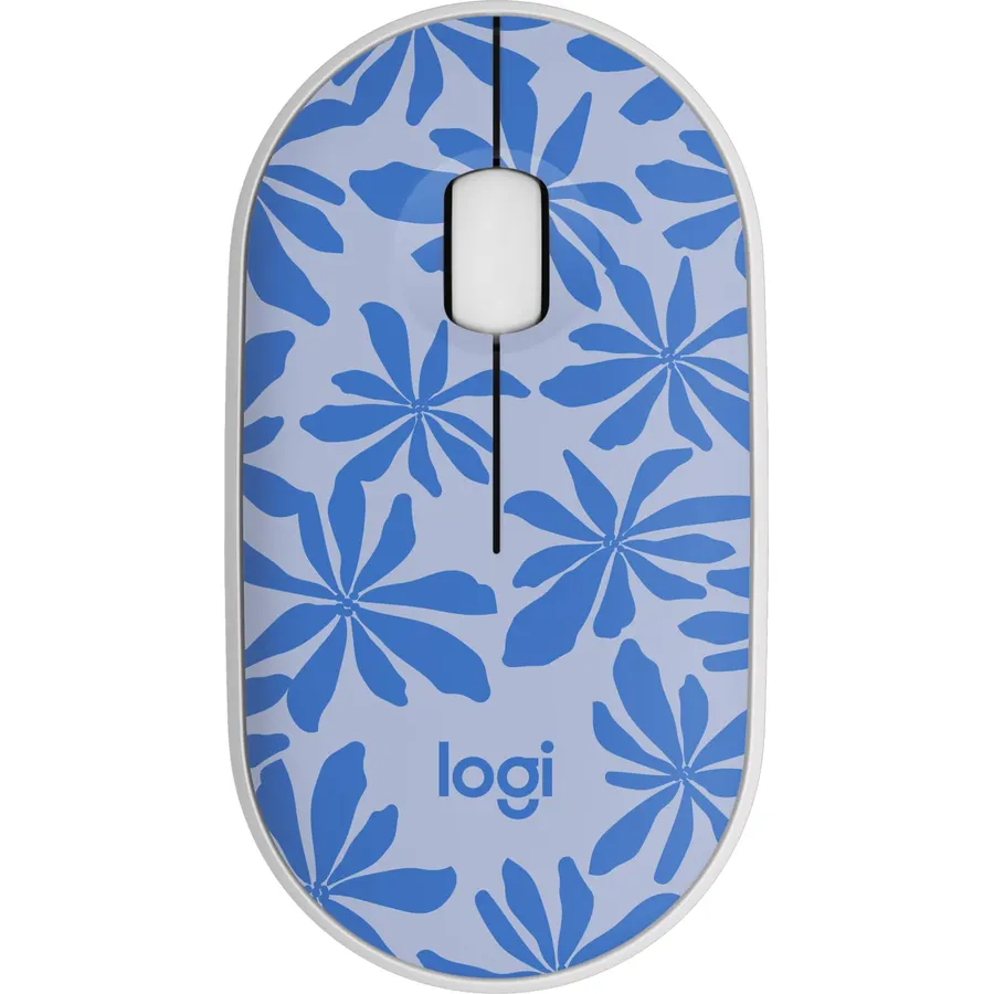 Logitech M340 Compact Ambidextrous Silent Wireless Mouse - Blue Floral