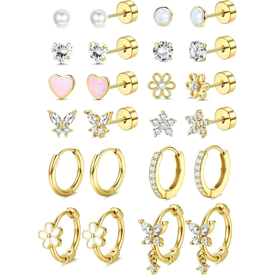 ORAZIO Hypoallergenic Earrings for Girls Women Kids Screw Back