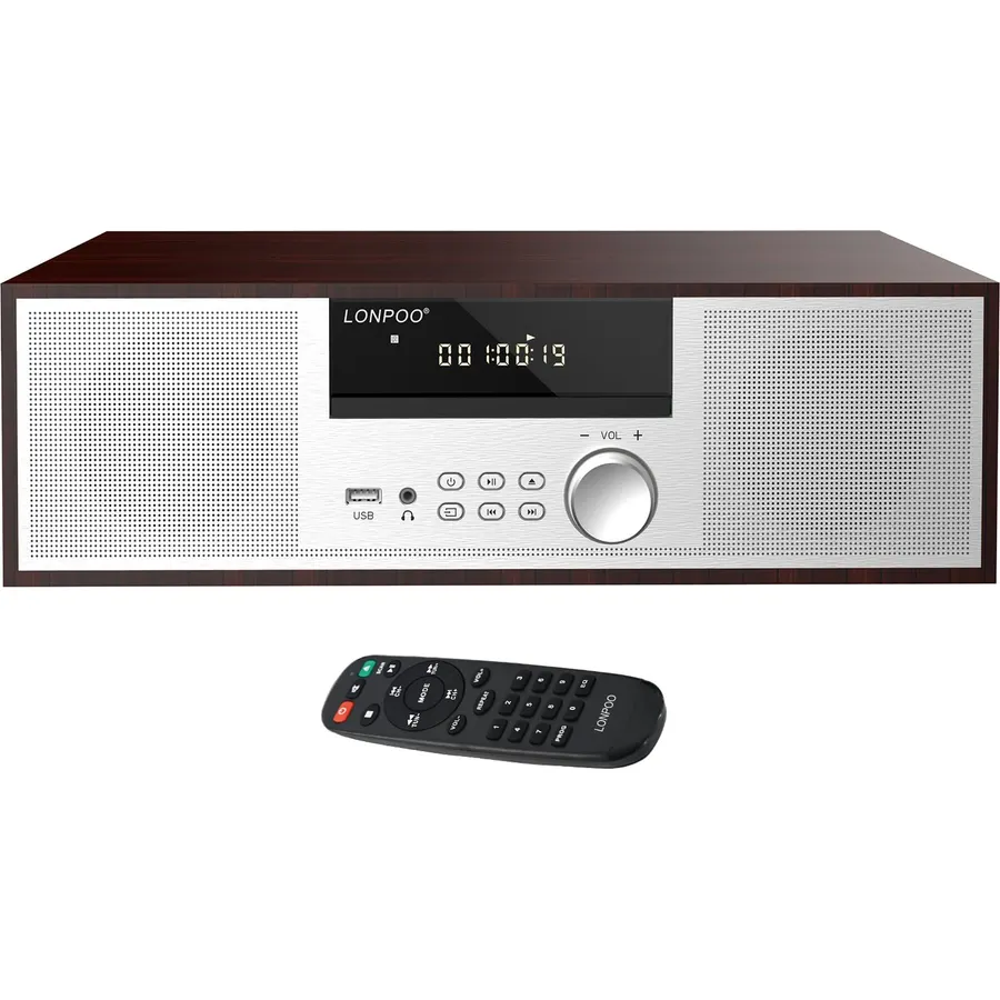 LONPOO 40W Bluetooth Stereo System for Home, Micro Hi-Fi CD Player