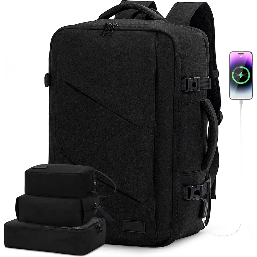 LOVEVOOK Travel Carry on Backpack, Large 40L Personal Item Travel Bag for Men & Women Flight Approved with 3 Packing Cubes, Suitcase Water Resistant Luggage Daypack Business Weekender Bag