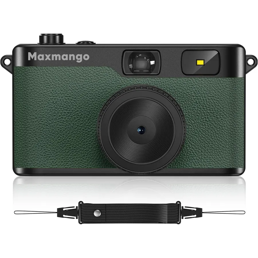 Maxmango D53 Vintage Digital Camera - Retro Digital Camera 12MP Screenless Vintage Camera Disposable Camera Replacement Includes 8GB SD Card Green