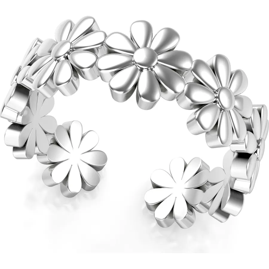 Metal Factory Sterling Silver Daisy Flower Adjustable Toe Band Ring