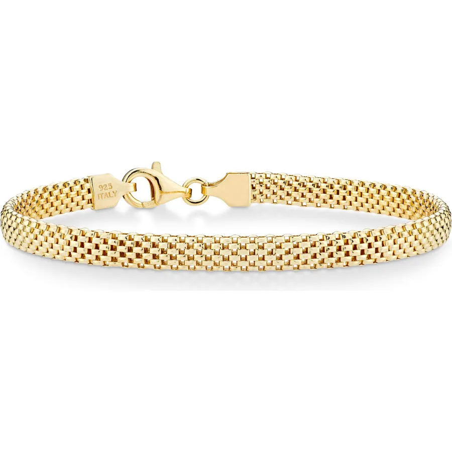 Miabella 925 Sterling Silver,18K Gold Plated Singapore Bead Bracelet Women