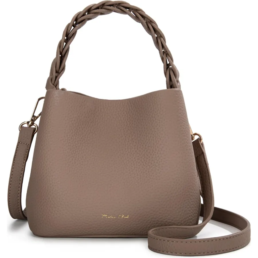 Women's Mini Cowhide Leather Bucket Bag, Crossbody Handbag with Removable Strap Shoulder Purse for Daily Commute