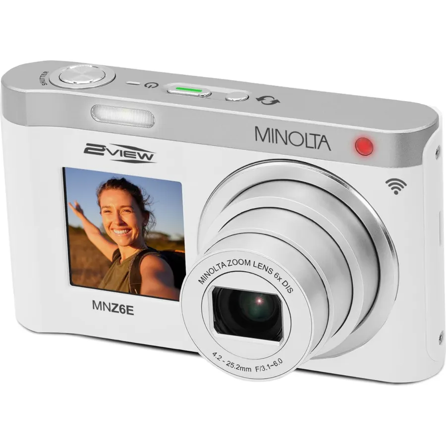 Minolta MNZ6E 2VIEW 64MP 6X Optical Zoom WiFi Camera, 4K UHD, Dual Screen