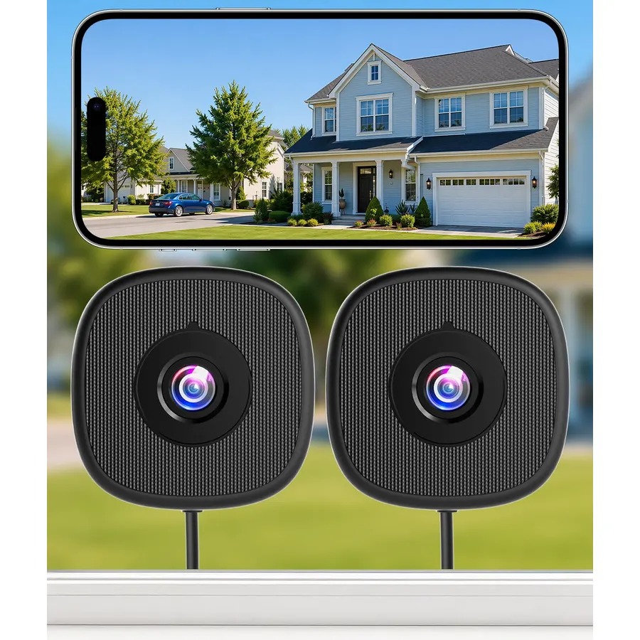 MISECU 2K No Drill Window Camera, Indoor Cameras for Home Security, 2 Pack