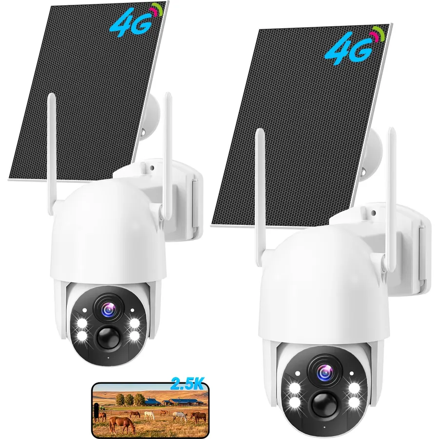 MISECU 4G LTE Cellular Security Cameras Outdoor 2-Pack, 2.5K No WiFi,IP66