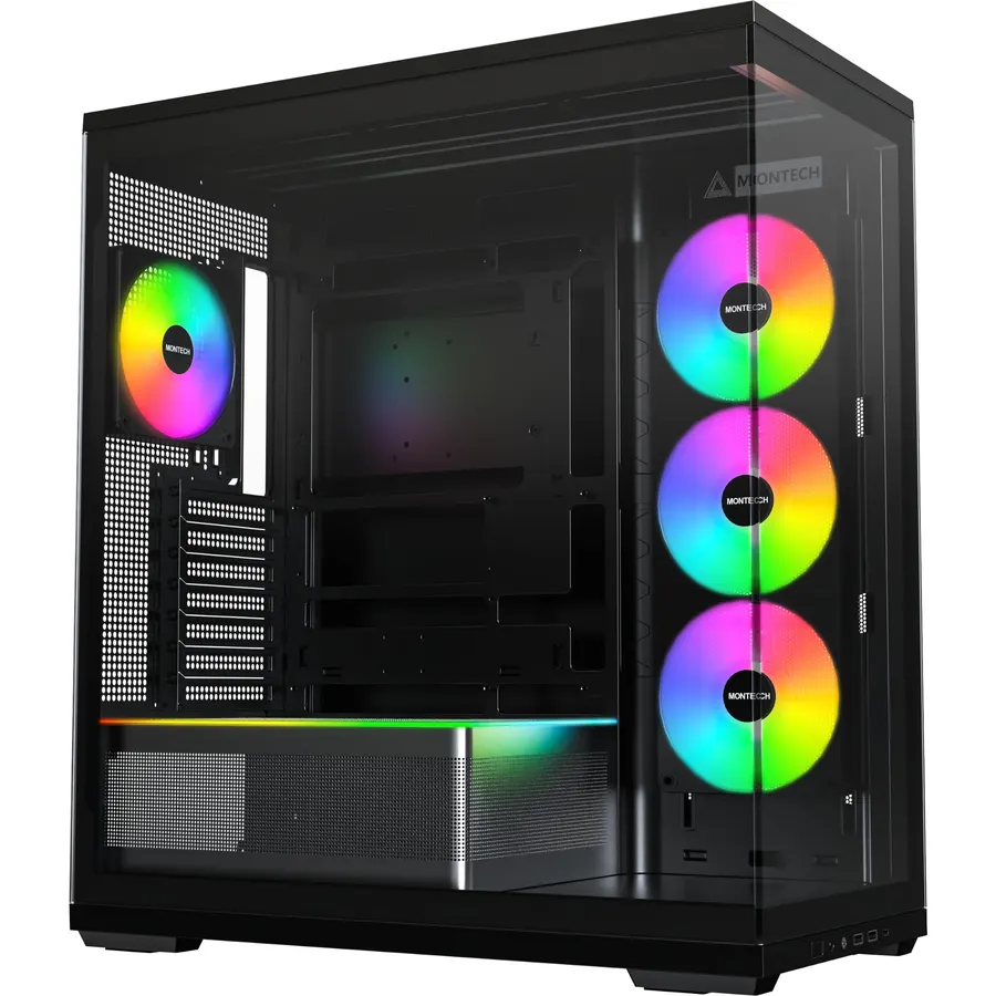 MONTECH TG3 Panoramic ATX PC Case, Back-Connect Ready & 4 ARGB Fans, Black