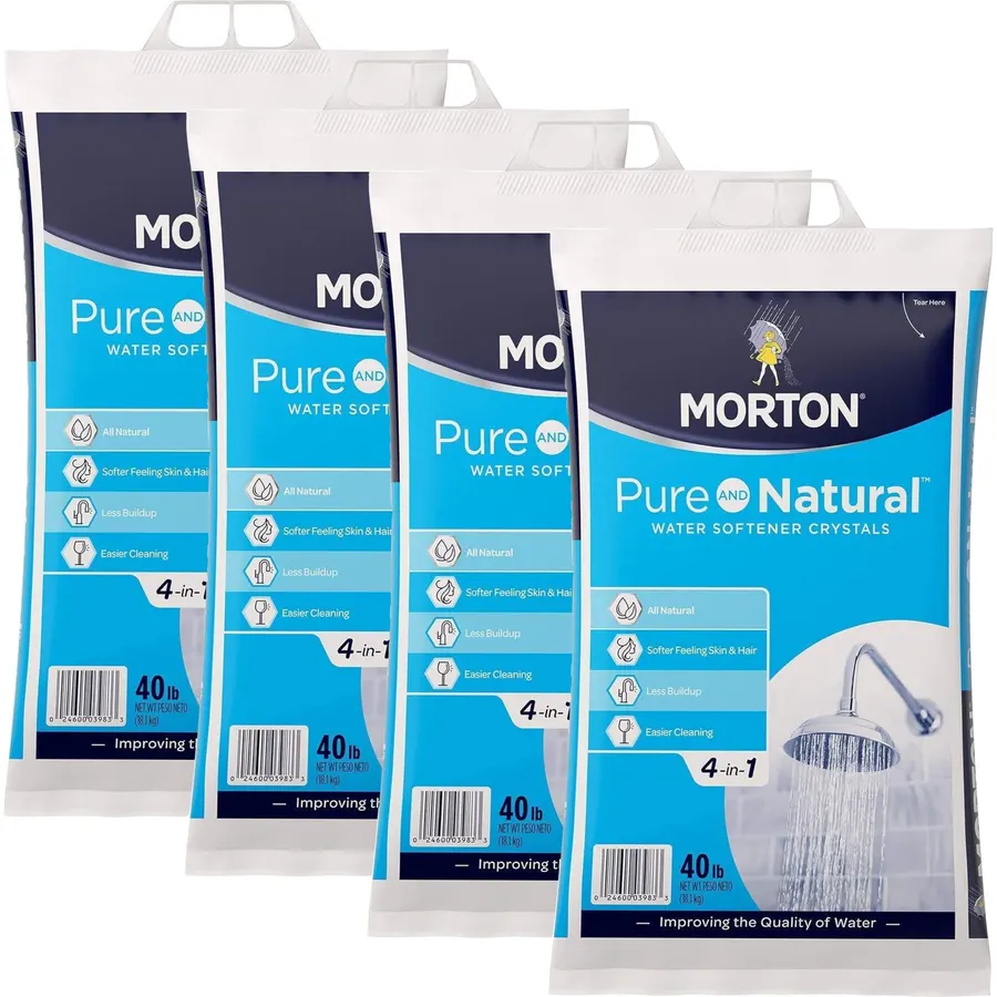 Morton Water Softener Salt Crystals, Solar Salt, 40 lb Bags (4 Pack)
