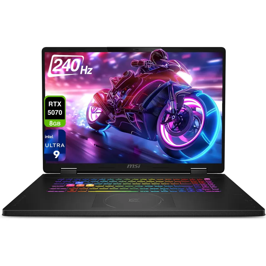 msi Crosshair 18 HX AI Gaming Laptop, Intel Ultra 9-275HX, 32 GB DDR5 RAM, 1 TB PCIe SSD, 18" QHD+ (2560x1600) 240Hz Display, Nvidia G-Force RTX 5070, 24-Zone RGB Keyboard, W11 Home, Gray