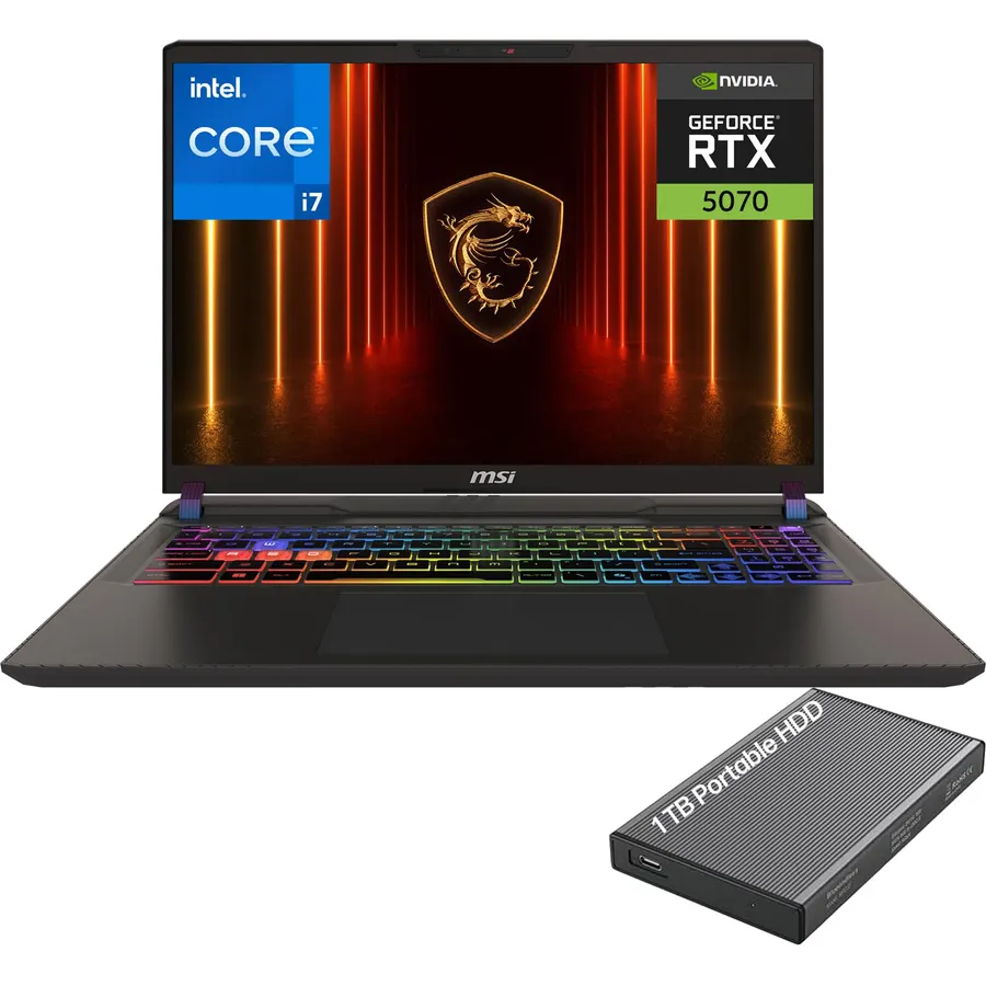 msi Katana 15 HX 15.6" 165Hz QHD Gaming Laptop, Intel Core i7-14650HX, GeForce RTX 5070 8GB GDDR7, 32GB RAM, 2TB Storage(1TB SSD+1TB Docking Station), Backlit Keyboard, Wi-Fi 6E, Window 11 Pro, Black