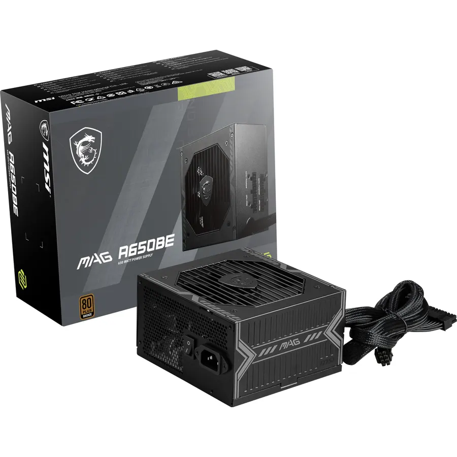 MSI MAG A750BE, Semi-Modular Compact 750W ATX Power Supply, 80+ Bronze, Low-Noise Fan, Active PFC Design, 5 Year Warranty