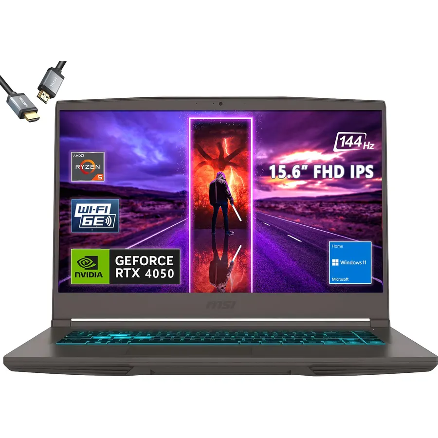 MSI Thin 15 15.6”144Hz Gaming Laptop，AMD R5-7535HS，RTX 4050，Window 11，w/HDMI (32GB RAM | 1TB PCIe SSD)
