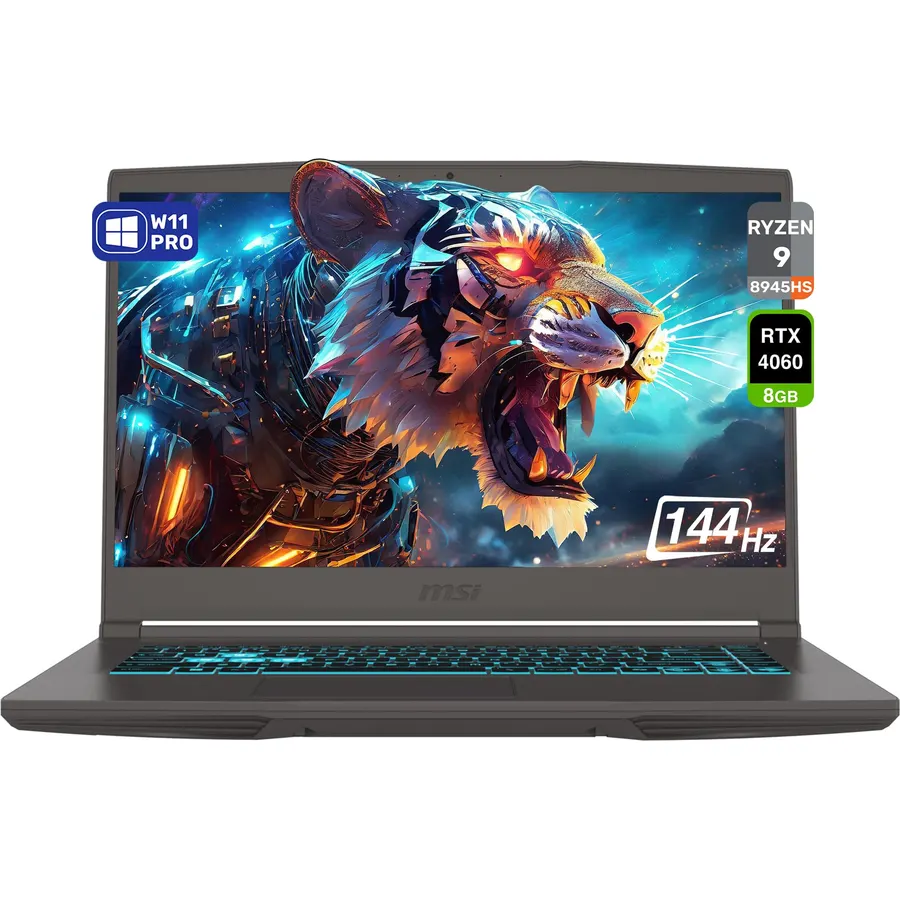 msi Thin A15 Gaming AI Laptop, AMD Ryzen 9 8945HS, 64 GB DDR5 RAM, 4 TB PCIe SSD, 15.6" FHD (1920x1080) 144 Hz IPS Display, Nvidia G-Force RTX 4060, Backlit Keyboard, W11 Pro, Black