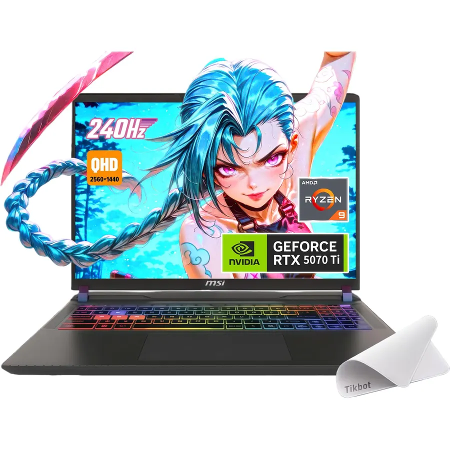 msi Vector 16 HX AI Gaming Laptop, 16" QHD+ IPS 240Hz,AMD Ryzen 9-8940HX Processor, GeForce RTX 5070 Ti, RGB Backlit, w/Mouse pad (Win 11, 16GB RAM | 1TB PCIe SSD)