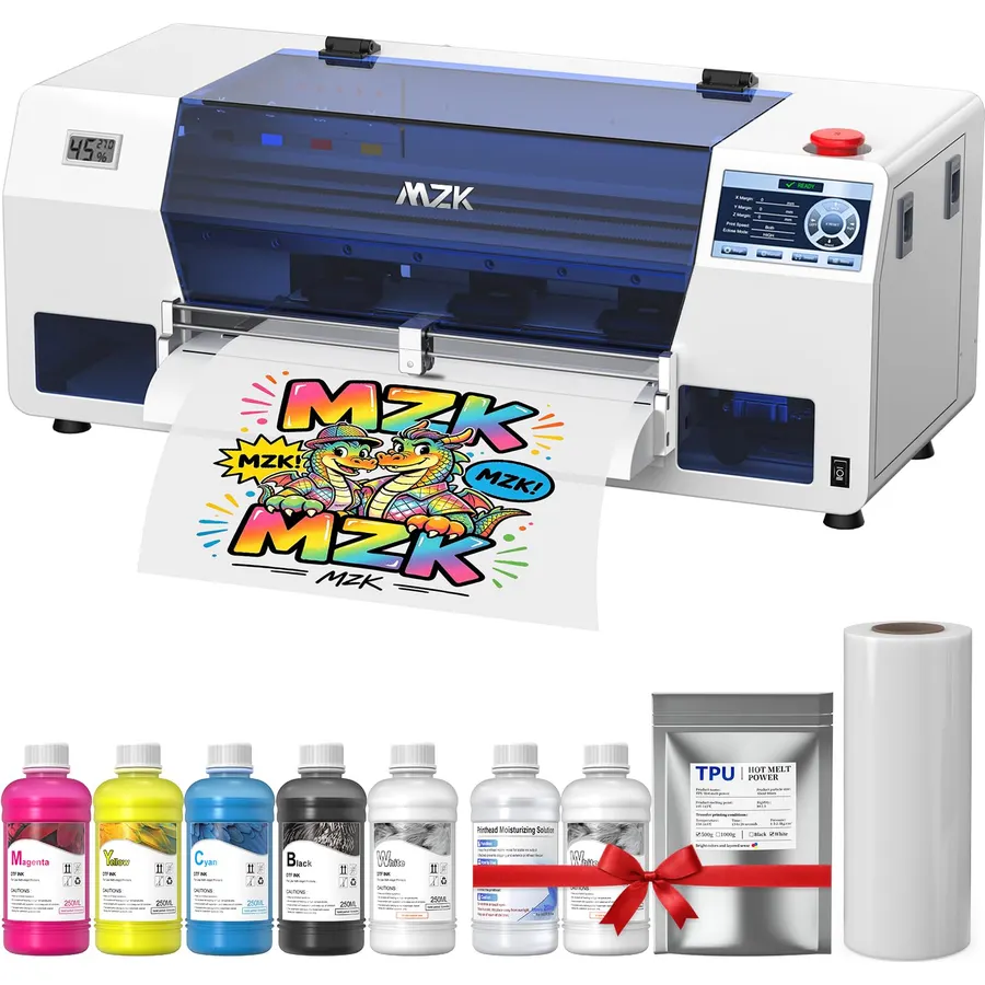 MZK 14'' F1080 A3 DTF Printer,2X Speed VS L1800,24/7 Auto-Maintenance Mode+White Circulation Filter+Printhead Anti-Clog Design,T-Shirt Printing Machine for DIY/Apparel Business,2-Year Free Ink