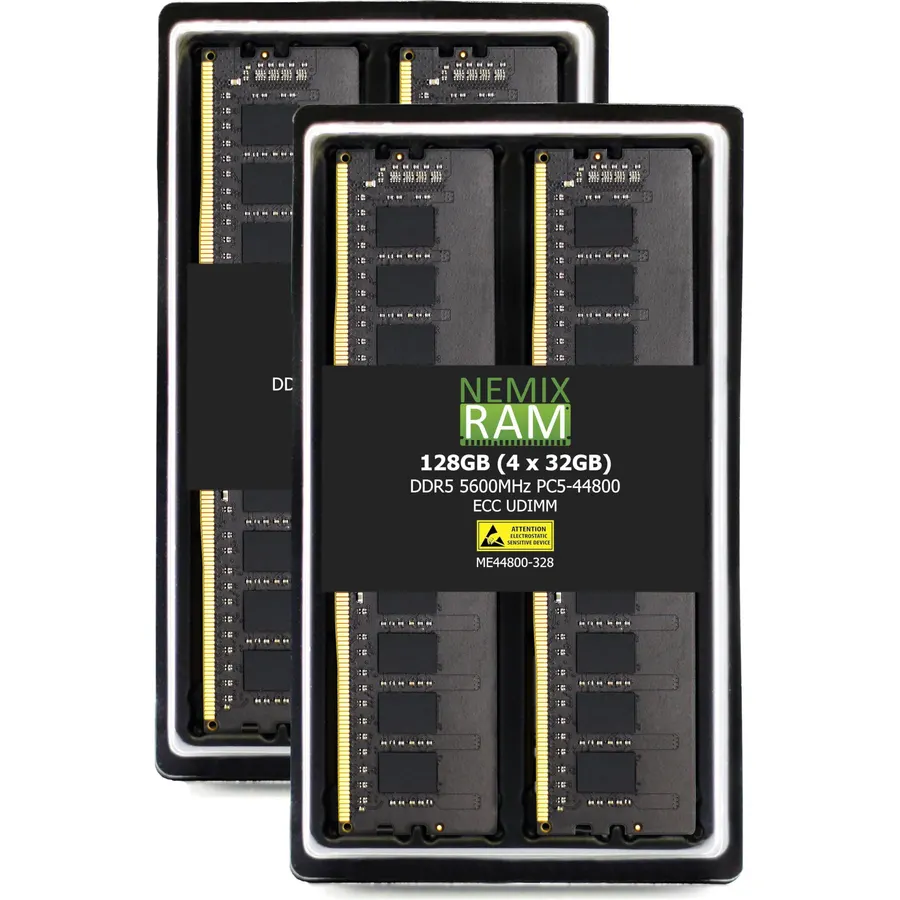 NEMIX RAM 128GB (4X32GB) DDR5 5600MHZ PC5-44800 2Rx8 1.1V CL46 288-PIN ECC Unbuffered UDIMM KIT Compatible with ASUS ProArt X670E-CREATOR WiFi Motherboard