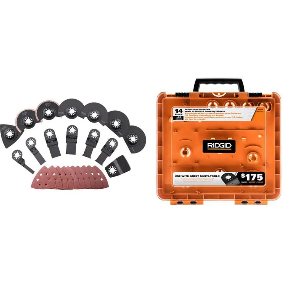 New Ridgid 14 Pc Jobmax Multi-Tool Accessory Cutting Grinding Blade Kit Ac24j14