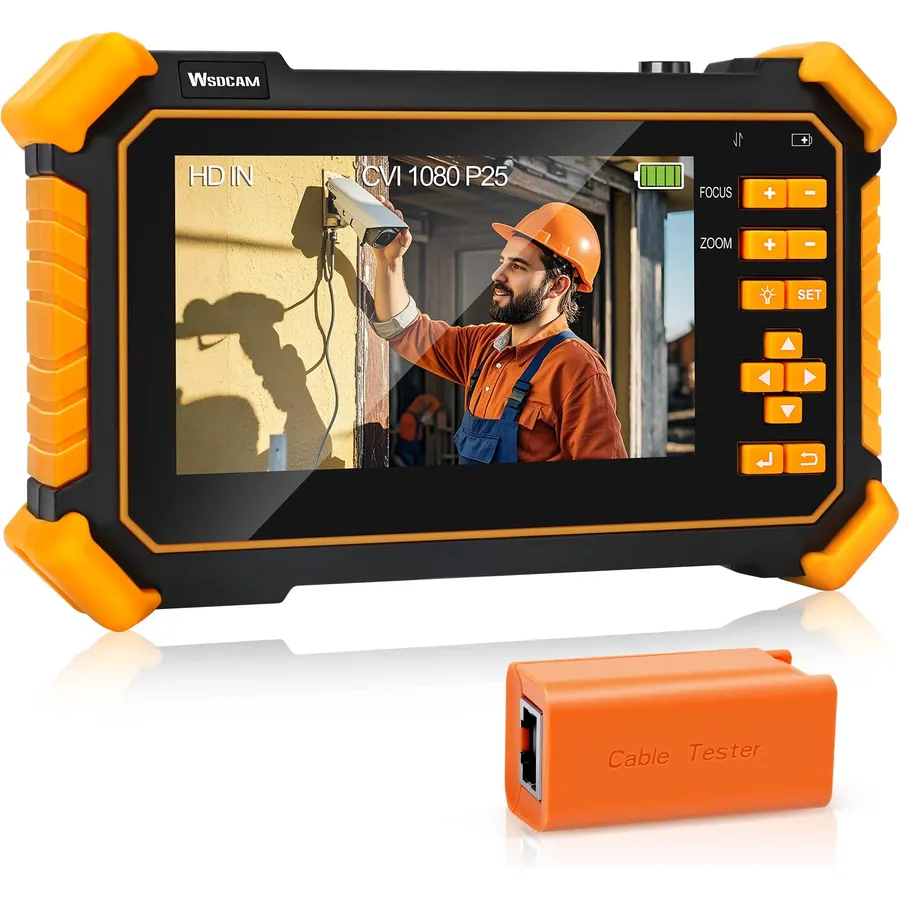 [New] WSDCAM 4-in-1 HD CCTV Tester Monitor Auto HD Coaxial Camera Tester, 4K 8MP CVI/TVI/AHD/CVBS Analog Camera/UTP Cable Test, 4.3in TFT-LCD Screen PTZ Control RS485 Call OSD Menu DC12V Power Output