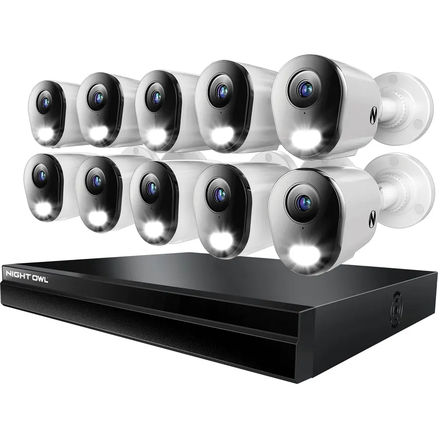 Night Owl 24-Ch Wired NVR System, 10 4K Cams, 4TB HDD, Indoor/Outdoor, PoE