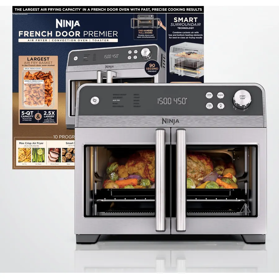 Ninja French Door Premier Air Fry Oven, 10-in-1, Cyberspace, FO101BL