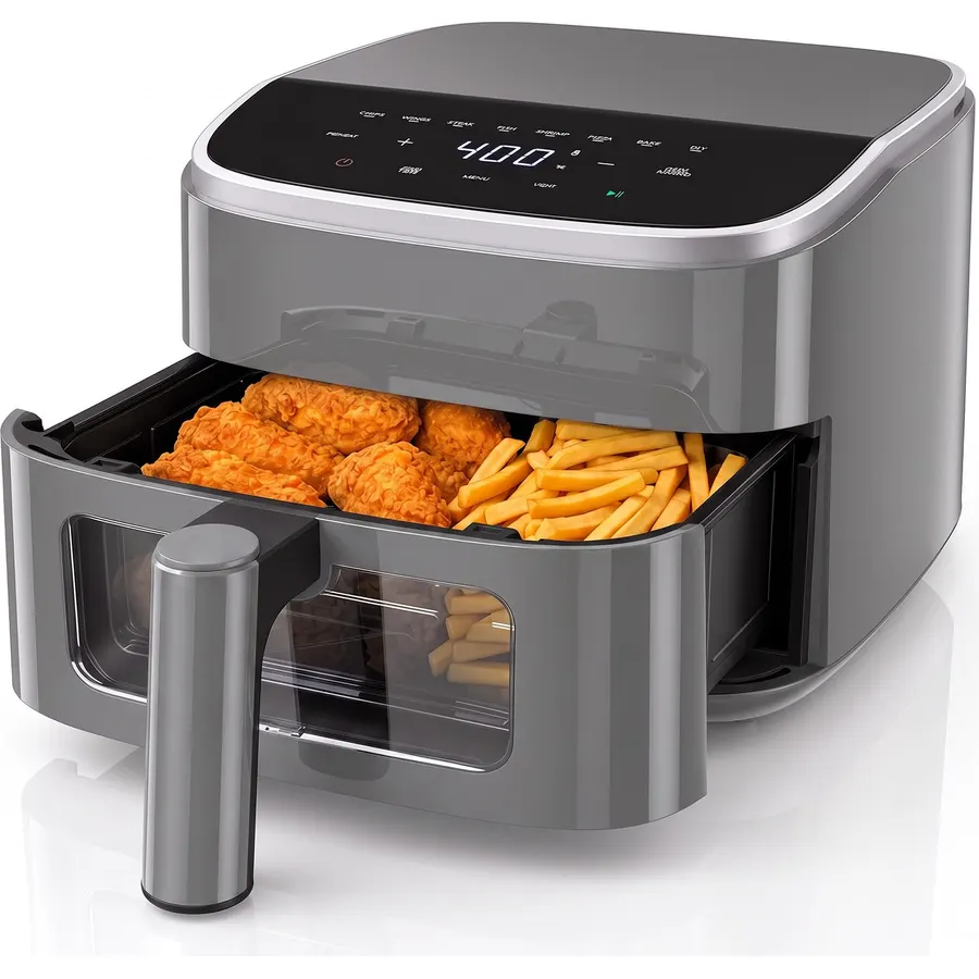 OLIXIS 4QT Air Fryer with Visible Window, 1500W Digital Touchscreen Air Fryer with 8 Presets, Auto Shut Off & Nonstick Dishwasher Safe Basket, 60-Min Timer, Max 400°F